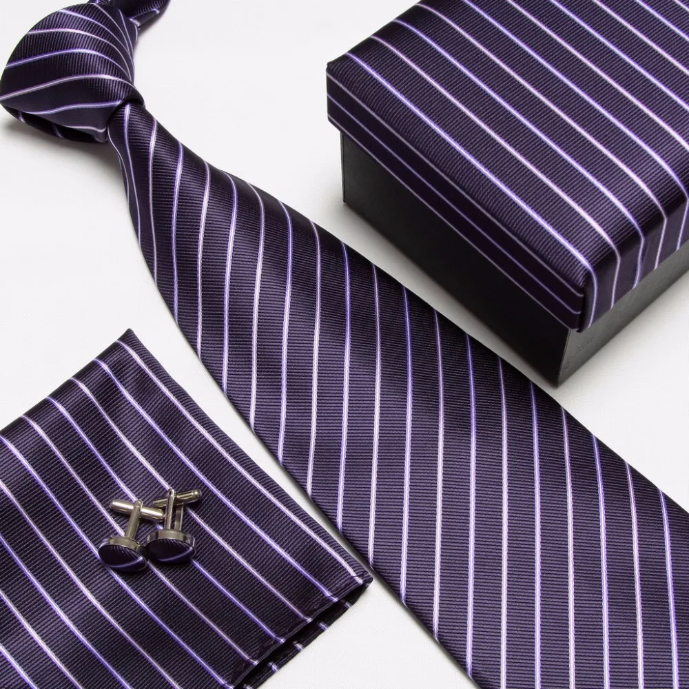 Полосатый набор галстуков галстуки Запонки hanky высокого качества галстуки Запонки карманные квадратные не-Тряпичные носовые платки#8