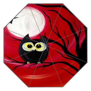 

New Custom owl painting Artwork Umbrella Sunny and Rainy Sunscreen Anti-uv Umbrella #QAZ098K