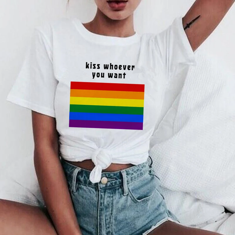 Новая футболка ЛГБТ с радугой для женщин, геев, любовь Harajuku Ullzang, футболка 90 s, графическая Корейская футболка, модные топы, футболки для женщин