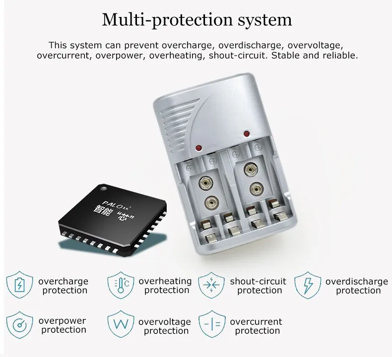 Бренд PALO 4 слота 1,2 v AA AAA 9V 6F22 литий-ионный Ni-MH NI-CD зарядное устройство для аккумуляторов