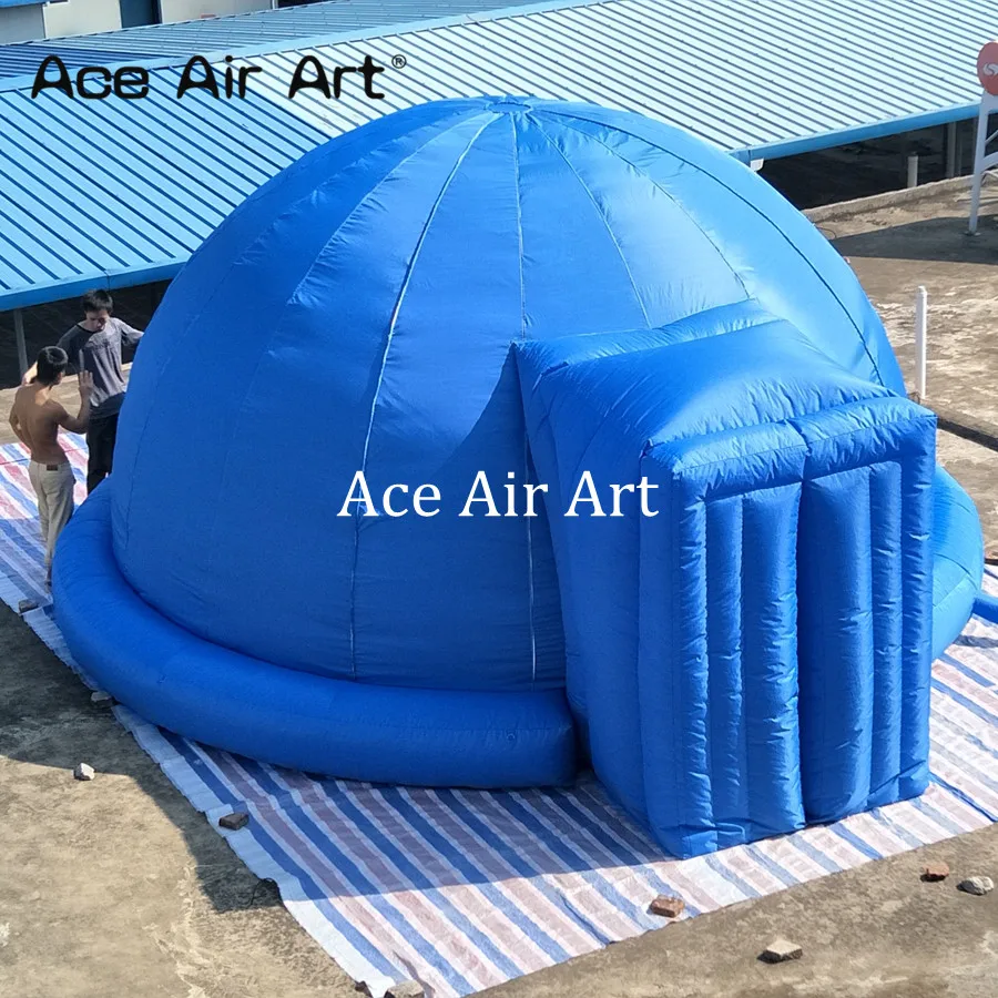 

Nice blue inflatable air dome projection tent, air planetarium/cinema theater ringed dome tent for Space exhibition activity