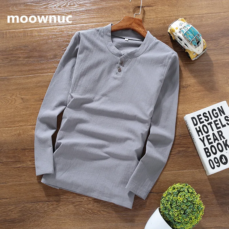 

2019 autumn Men's Cotton and linen long sleeve T-shirts men,High Quality Fashion casual T-shirt men size M-4XL,5XL CY062