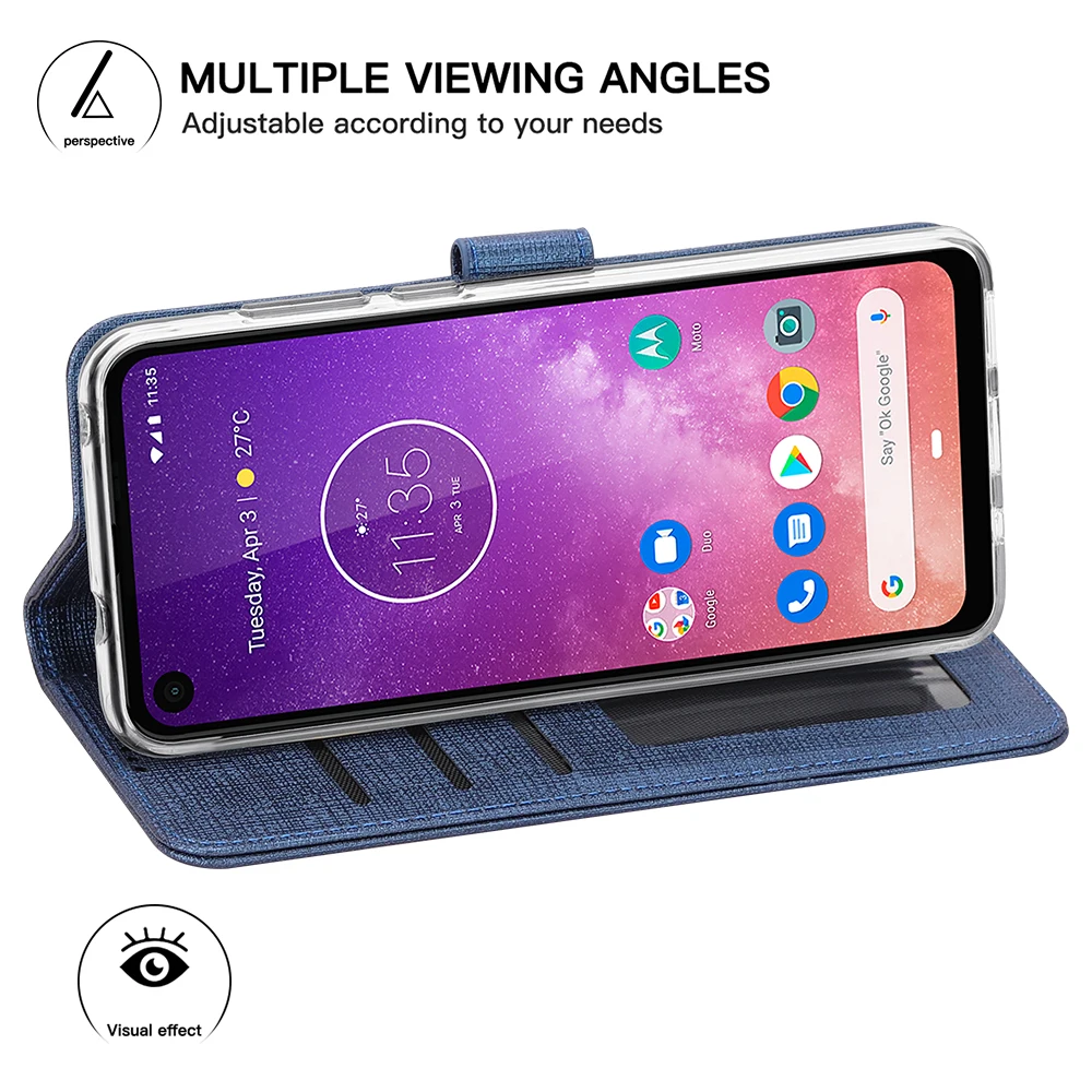 Винтажный кожаный флип-чехол для Motorola Moto One Vision кошелек с кармашком магнитный штатив Обложка для книги для Motorola Moto One Vision