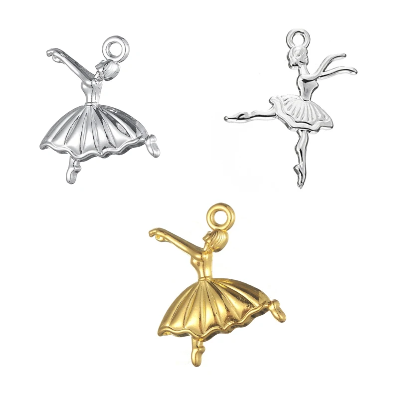 50PCS Silver Gold Ballerina Dancing Girl Charms Charm Dangle Jewelry
