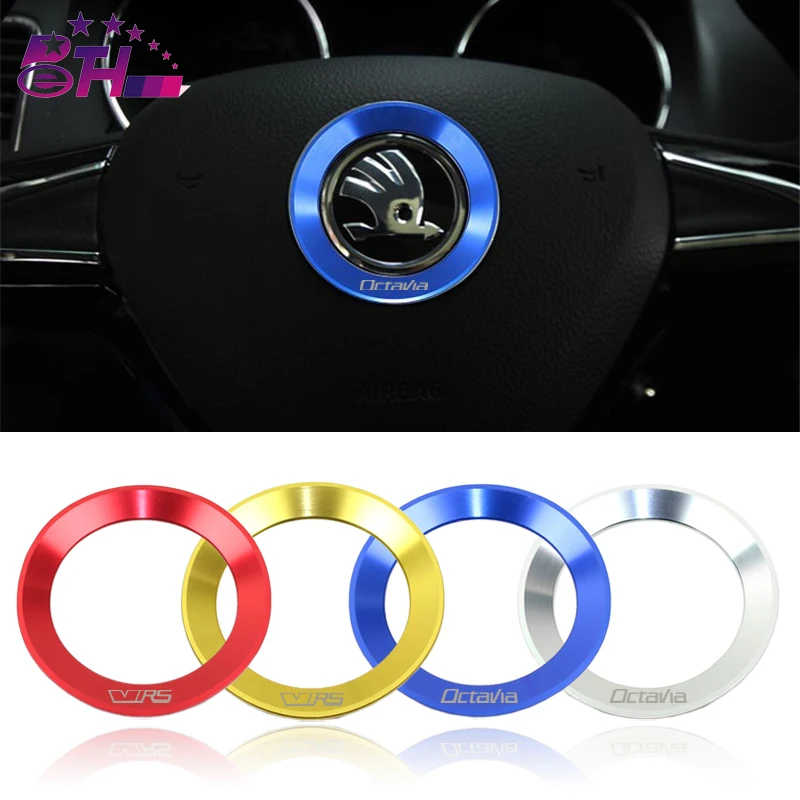 

Car steering wheel decoration circle ring sticker covers styling for Skoda octavia VRS A5 A7 fabia rapid yeti superb