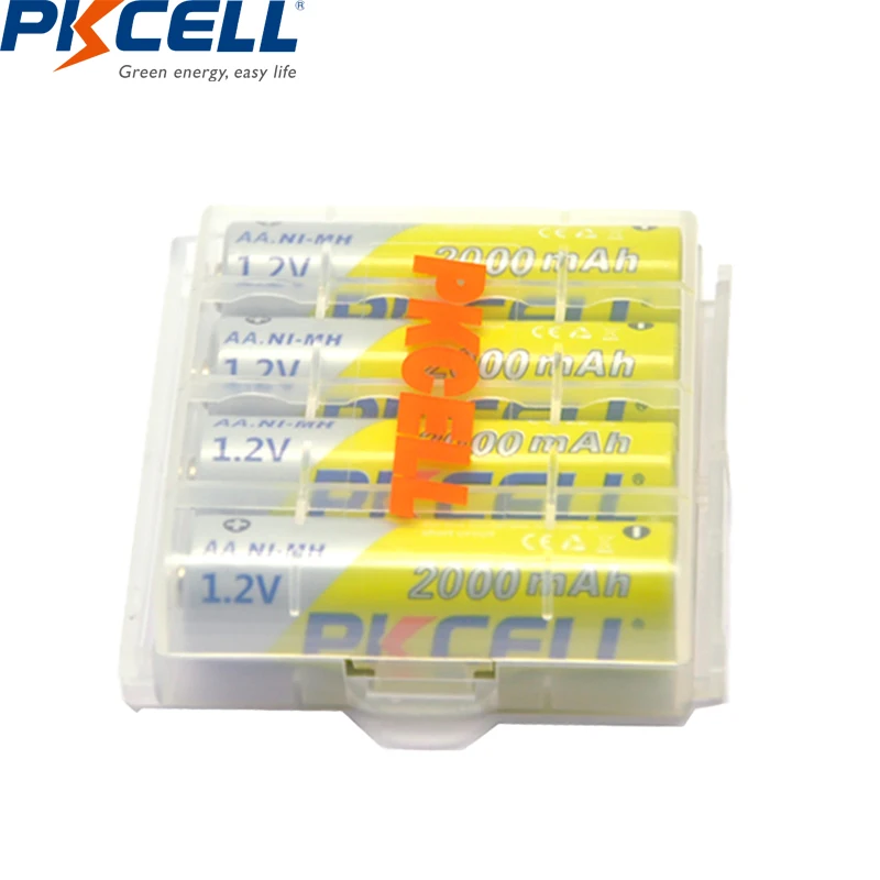 8 шт. батарейки PKCELL NIMH AA 2000Mah 1,2 V 2A Ni-MH аккумуляторы AA Bateria Baterias+ 2 шт. чехол для аккумулятора