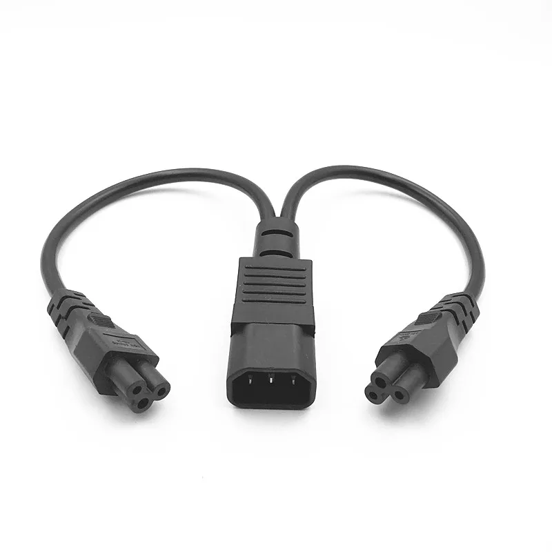 컴퓨터 호스트 디스플레이용 전원 Y 타입 분배기 어댑터 케이블, 단일 IEC 320 C14 수-듀얼 C5 암 짧은 코드, 0.32m
