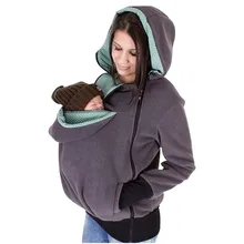 Thickened Warm Maternity Hoodies Fashion baby wearing Maternity coat Multifunctional Mother Kangaroo Sweater Coat with hat