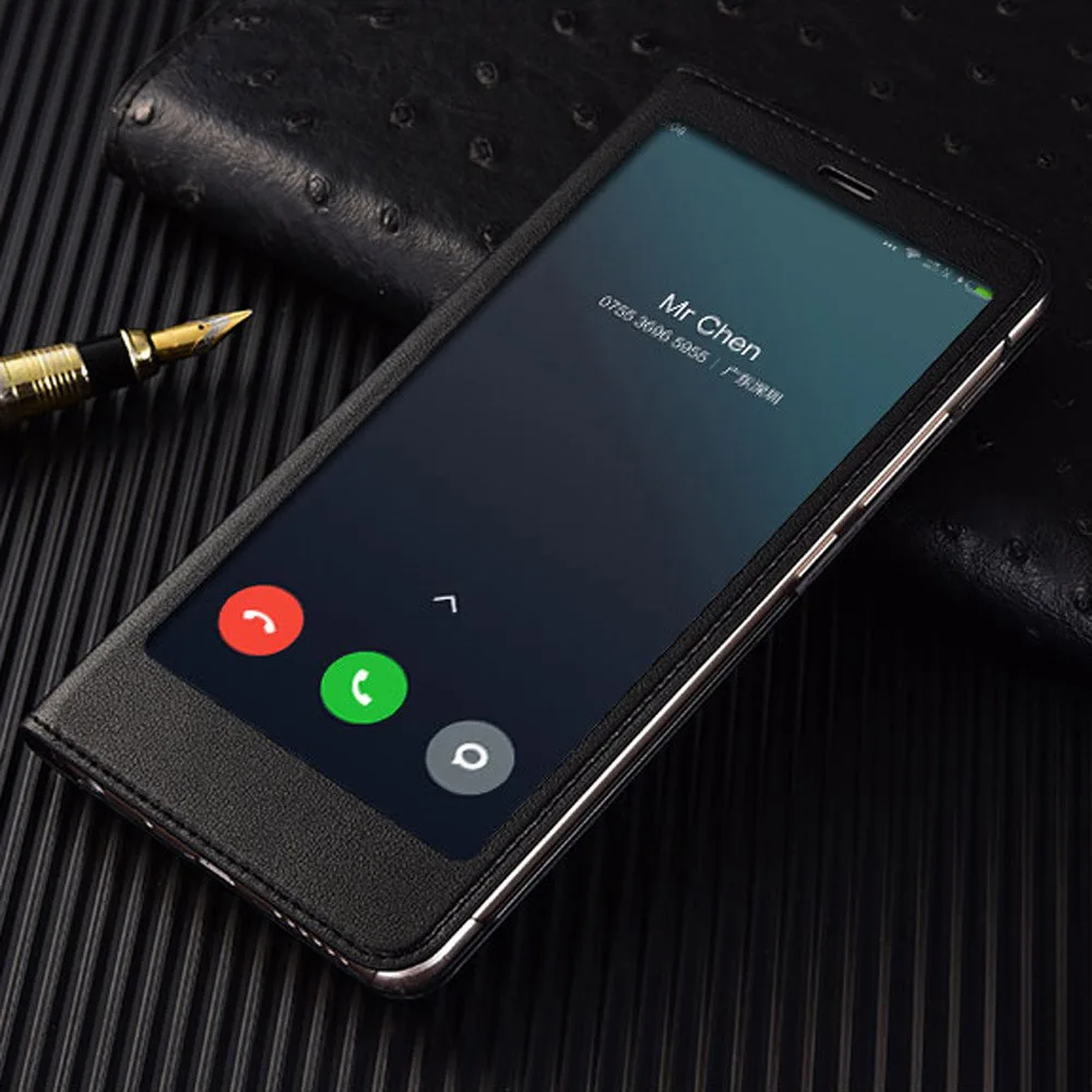 Black Роскошный кожаный чехол-книжка для телефона Xiaomi Redmi Note 5 Note5 Pro 5pro с прозрачным окном Xiomi Xaomi Xiami Магнитный чехол для смартфона - Цвет: Black