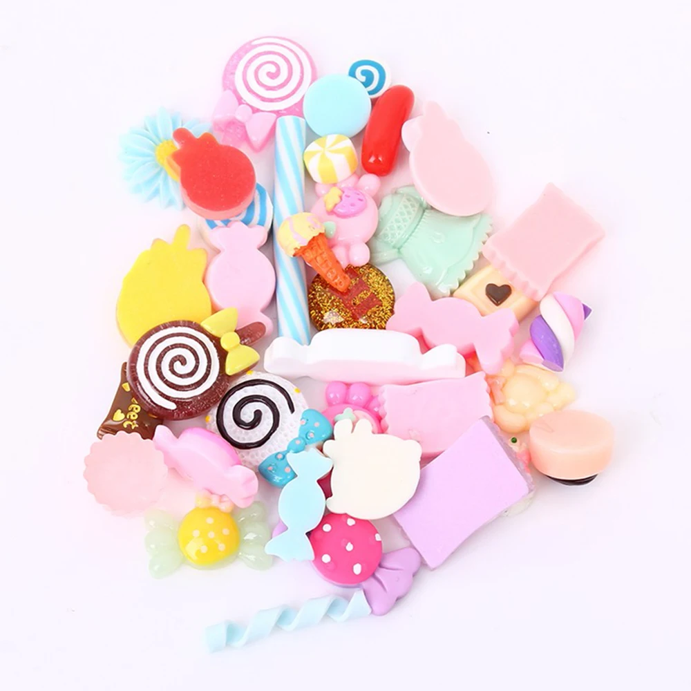 

30pcs Cute Slime Charms Set Slime Assorted Candy Flatback Resin Cabochons Confetti For Kids Party DIY Gift Phone Decoration