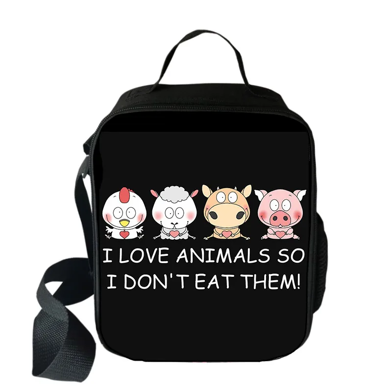 Друзья не еда Go Vegan студенты школьная сумка для еды мальчики девочки сумка для обеда дикий Ослик сумка женская мужская Ланч-бокс лучший подарок - Цвет: wcb mohuan09