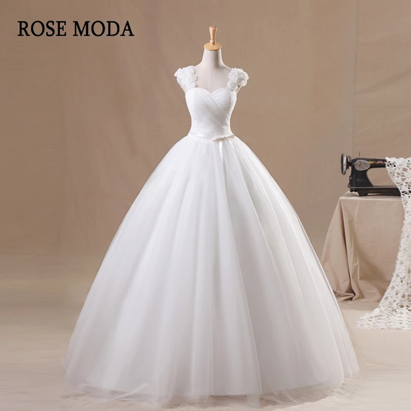 Роза Moda кепки рукава тюль свадебное платье 2019 Принцесса Свадебное бальное кружево на спине дебютантка платья для женщин реальные фото
