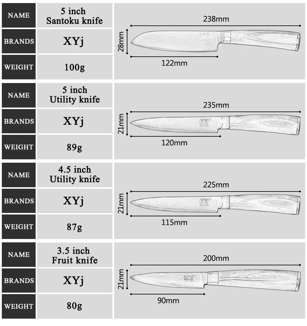 Кухонный нож XYj из дамасской стали, Новое поступление, Дамасские Ножи 3," 4,5" " 7" " 8" ", кухонные инструменты