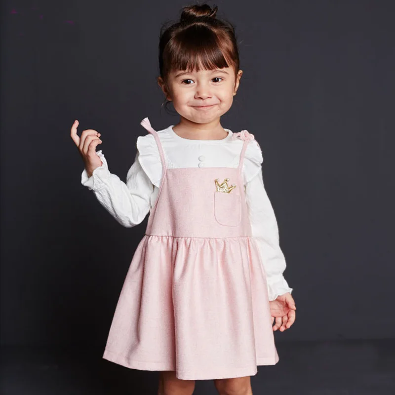 New Fall Baby Girl Wool Braces Skirt Suspender Skirt Kids Girl Crown