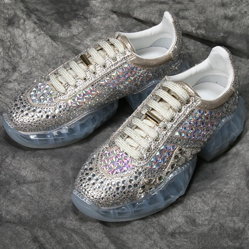 

2019 Spring Newest All Rhinestone Sneakers Women Shoes Oxford Sole Chunky Sneakers Harajuku Casual Dad Shoes Platform Sneakers