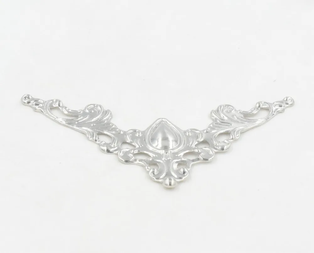 

Filigree Triangle Flower Wraps Cabochon,Ancient Silver Plated Corner,Flatback Metal Embellishments Scrapbooking,42*42*57mm,10Pcs