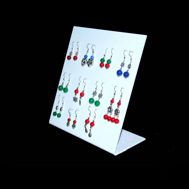 White Acrylic Earrings Jewelry Display Rack Stand Organizer Holder With Holes 2 3 tiers earrings jewelry display stand countertop stud earrings card holder rack with holes dangler eardrop hanging organizer