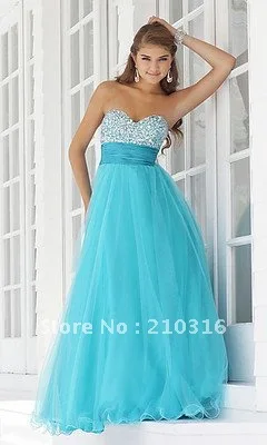 Teal Empire Prom Dress