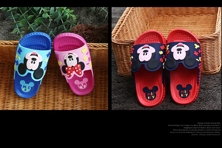 Disney new children's shoes baby slippers Cartoon Boys and Girls Slippers Mickey Mini Indoor anti-slip Baby Cool Slippers