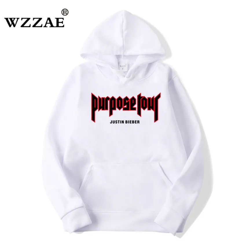 WZZAE 2018 New Justin Bieber Purpose Tour Sweatshirts Men Hip Hop in Street Wear Style Hoodies Winter Fleece Mens Hoody
