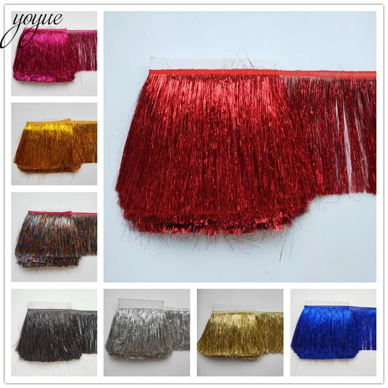 YOYUE 5 Yards/lot 20CM Long Lace Fringe Trim Plastic Tassel Fringe Trimming Diy Latin Dress Clothes Accessories Lace Ribbon YOYUE 5 Yards/lot 20CM Long Lace Fringe Trim Plastic Tassel Fringe Trimming Diy Latin Dress Clothes Accessories Lace Ribbon