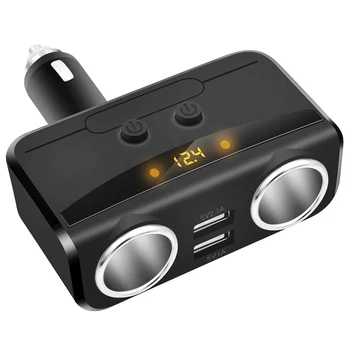 

Car USB Cigarette Lighter Socket Splitter 12V-24V Power Adapter Max 5V 3.1A Dual USB Car Charger with Voltmeter LCD Display