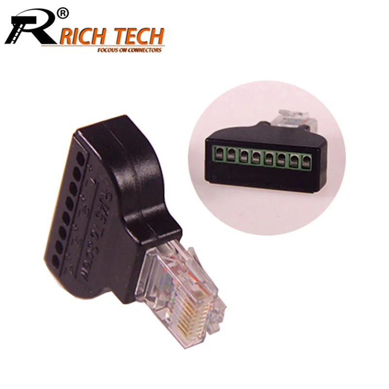 10 шт./лот 8P8C RJ45 Ethernet штекер на 8 Pin AV винтовой терминал адаптер Блок
