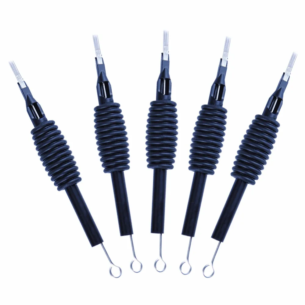 

5pcs Professional Disposable Non-slip Silicon Tattoo Tube Grip With Needles Round Tips Supplies Permanent Makesup 9FT