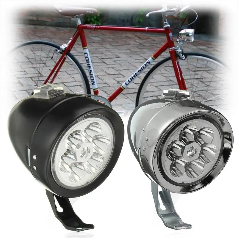 Регулируемый на 160 градусов Ретро винтажный 6 светодиодный передний светильник для велосипеда, головной светильник для велосипеда, Головной фонарь для горного велосипеда с кронштейном