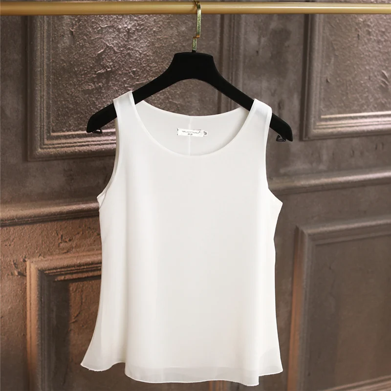 Spring New arrival Women Chiffon Blouse 2020 Summer Beach Loose sleeveless Casual Blouse O-Neck Oversized Female Fat Tops - 33017410977