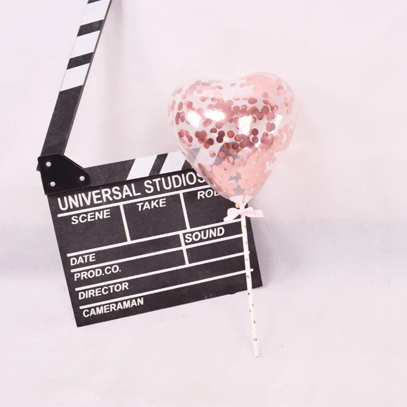 Heart Rose Gold 5 дюймов сердце воздушный шар "Конфетти" торт Топпер с соломинкой ленты Baby Shower подарок кекс Топпер с днем рождения Свадебная вечеринка Декор - Цвет: Heart Rose Gold