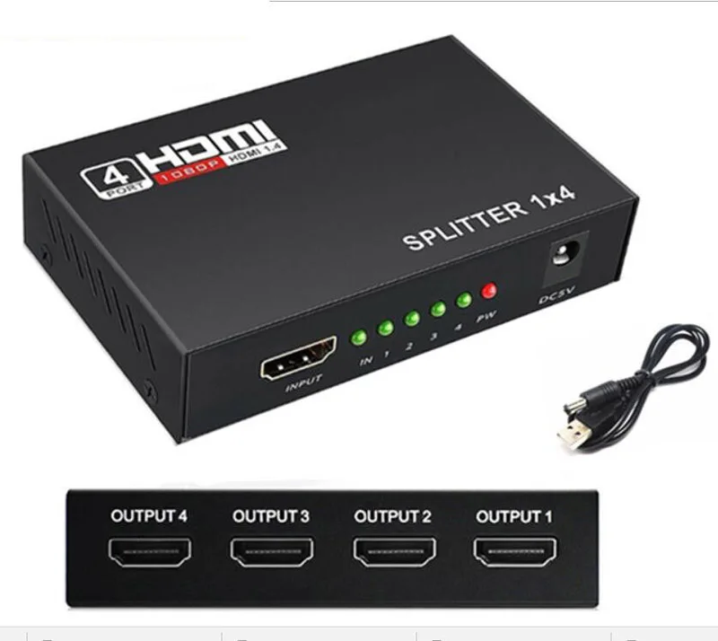 HDMI Splitter коробка 1 в 4 из HDMI Splitter усилитель концентратор ретранслятор HDCP 3D Full HD 1080p 4k двойной дисплей для HDTV DVD PS3 Xbox