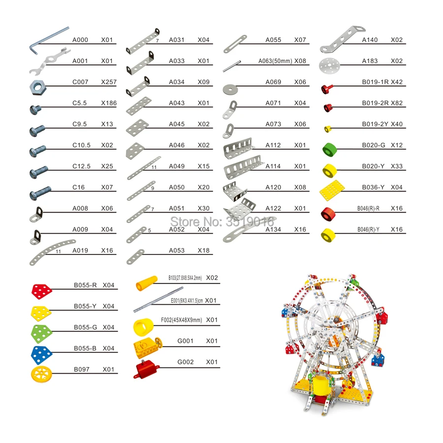 3D сборки колесо обозрения здание головоломки Металл Модель Наборы с металлических балок и винты огни и музыка строительство игровой набор