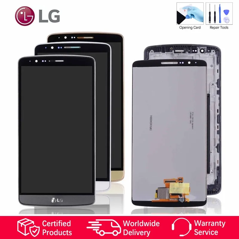 Original Display for LG G3 D850 D851 D855 LCD Touch Screen with Frame Replacement Black White Gold