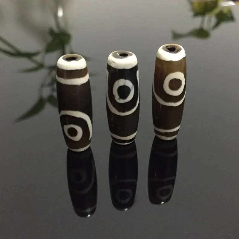 

30mm Natural Tibetan Dzi Agates Stone Beads Retro Black White Vintage Jewelry Accessories DIY Oval Rice Two-eyed Agates Beads