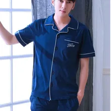 Мужские пижамы для студентов, для отдыха, одежда для сна, хлопковый костюм с короткими рукавами, домашняя одежда, комплект из 2 предметов, Молодежная Домашняя одежда J125