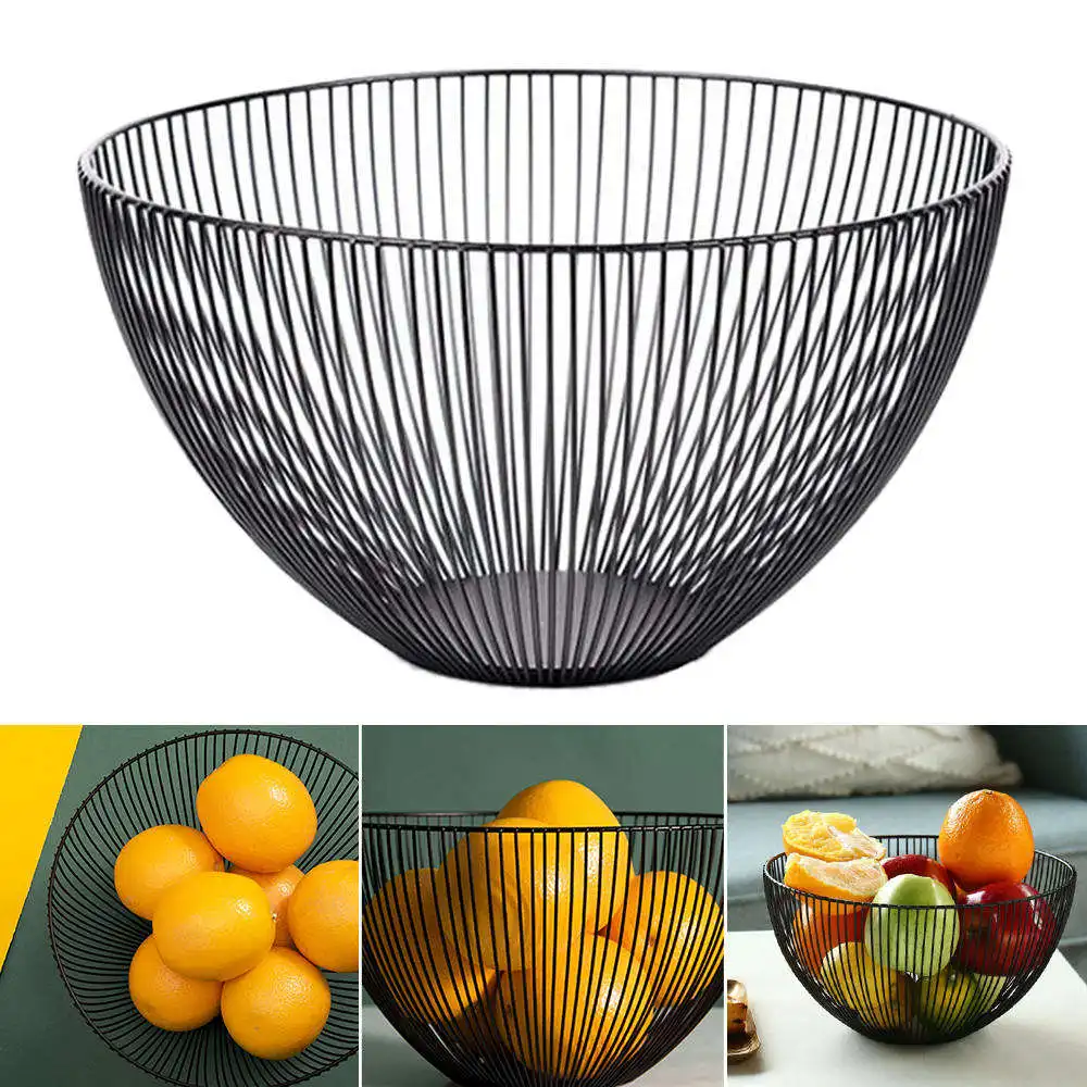 Kitchen Wrought Iron Fruit Basket Home Storage Metal Storage Basket