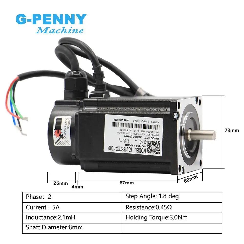 Nema24 замкнутый контур шаговый двигатель 4 провода 428Oz-in 3.0N.m D = 8 мм Nema 24 3Nm закрытый контур шаговый двигатель сервопривод шаговый двигатель