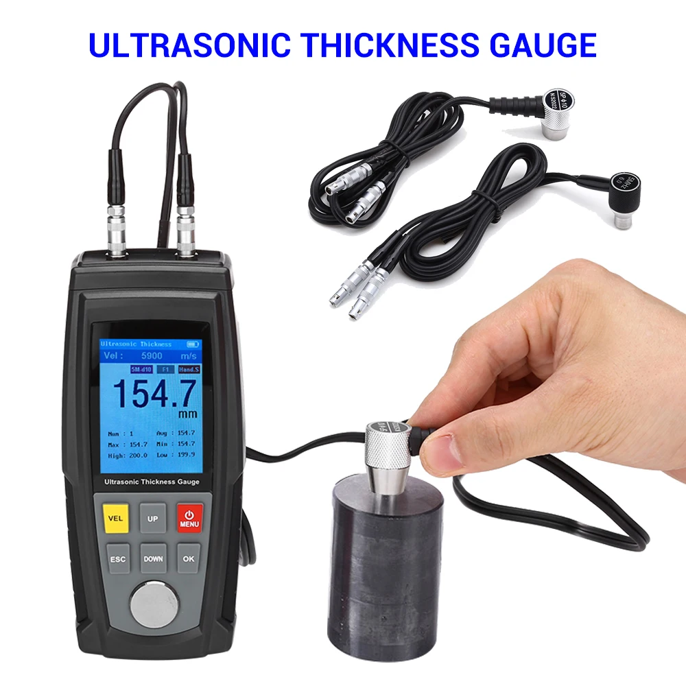 

Digital Ultrasonic Thickness Gauge Sound Velocity Meter Metal Tester Chart LCD WT130A