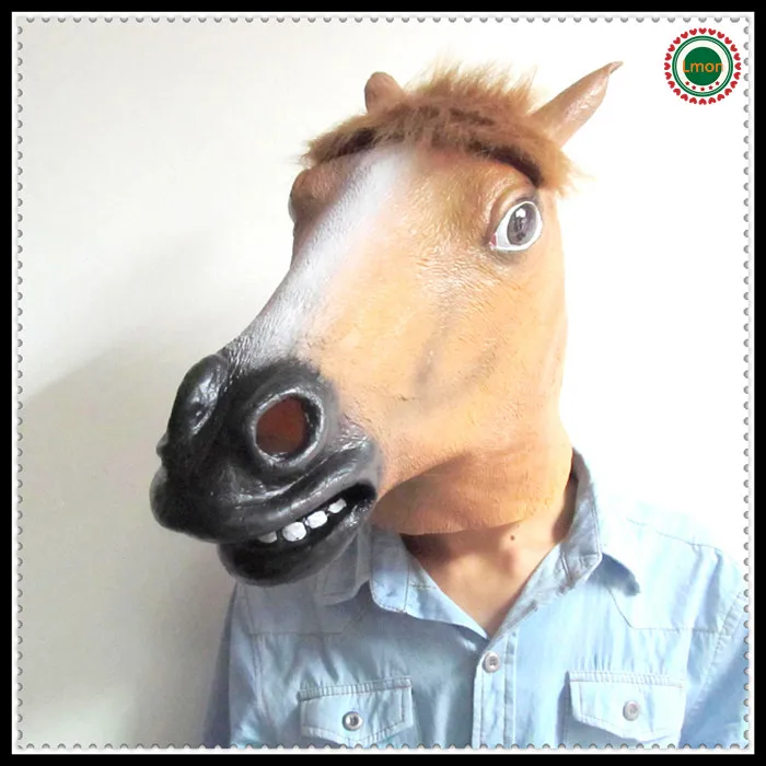 Adults New Horse Head Mask Creepy Halloween Party Cosplay Costume Fur