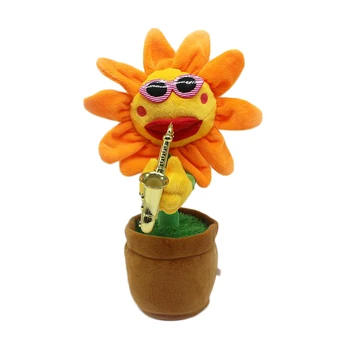 

Sun Flower Music Dancing Singing Electric Stuffed Plush Toys Soft Dolls Lighting Enchanting Flower Saxophone Funny Gift For Kids