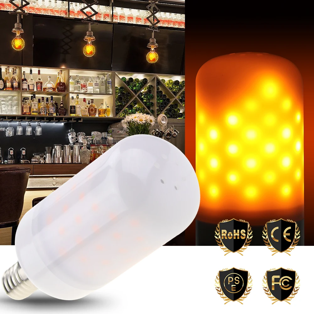 

220V LED E14 Flame Bulb E27 Led 3W Flame Effect Light Bulbs E26 Flickering Fake Fire Lamp 110V Simulation Fire Creative Lighting
