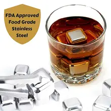 Силиконовая форма для льда лоток для хранения виски камни охлаждения набор камней многоразовые 304 кубики льда из нержавеющей стали 4 шт. охлаждающие камни