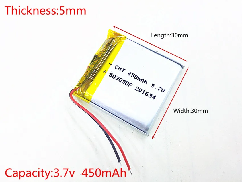 

Free shipping Polymer battery 450 mah 3.7 V 503030 smart home MP3 speakers Li-ion battery for dvr,GPS,mp3,mp4,cell phone,speaker