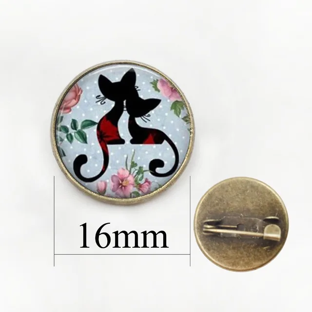 Cartoon Cat Brooches Lovely Crystal Jewelry Wearable Art Charms Baby Cat Glass Dome Animal Brooch Pins Cute Gifts 3