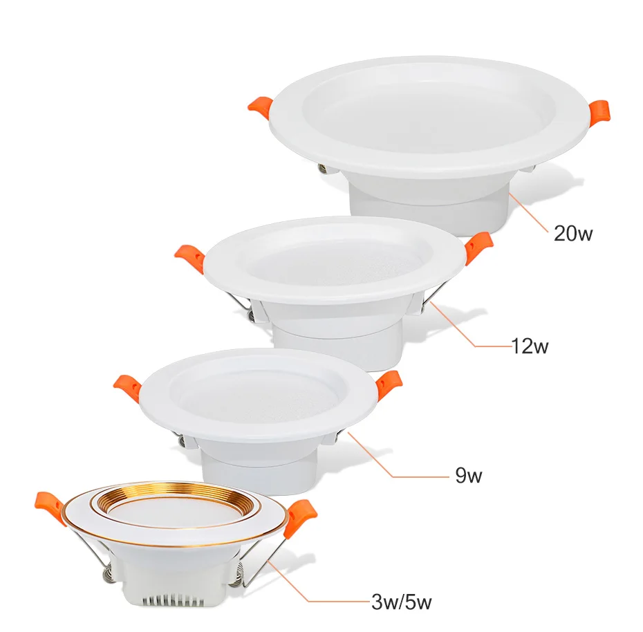 Conduziu o Painel de Teto Recesso para Baixo Luzes para a Decoração Interna da Casa da Iluminação o Alumínio Ultra Brilhante de 220v Conduziu Downlight 20w 5w 9w 12w 2 5w, 9w, 12w, 20w, teto embutido, luzes