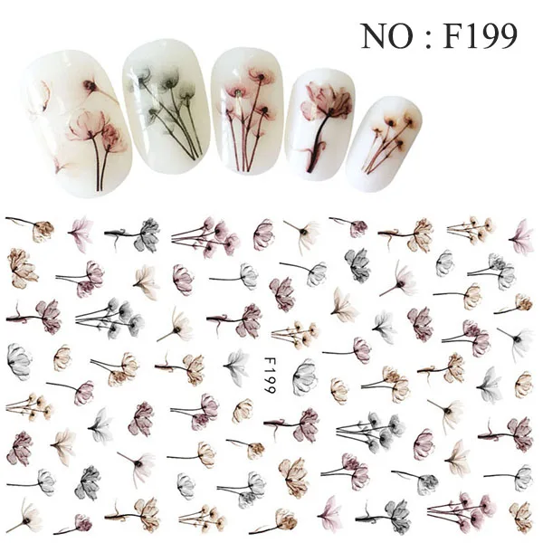 26 стилей 3D фольга на наклейки на ногти, которые размягчаются водой для ногтей полый Маникюр сексуальный слайдер линия рисунок переводная наклейка Дизайн ногтей Наклейка - Цвет: F199