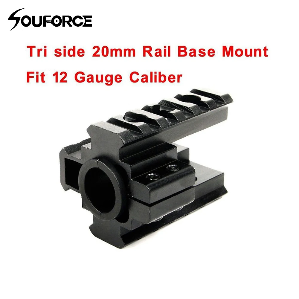 

20 mm Tri- Rail Triple Side Picatinny Weaver Barrel Mount for 12 Gauge Caliber Rifle Scope Riflescope Tactical Hunting