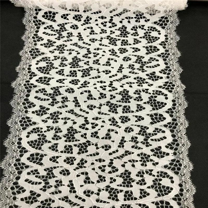 

5yards/lot Width 19CM white and black Strands of wire Super Elastic Lace Fabric diy clothes fabric accessories
