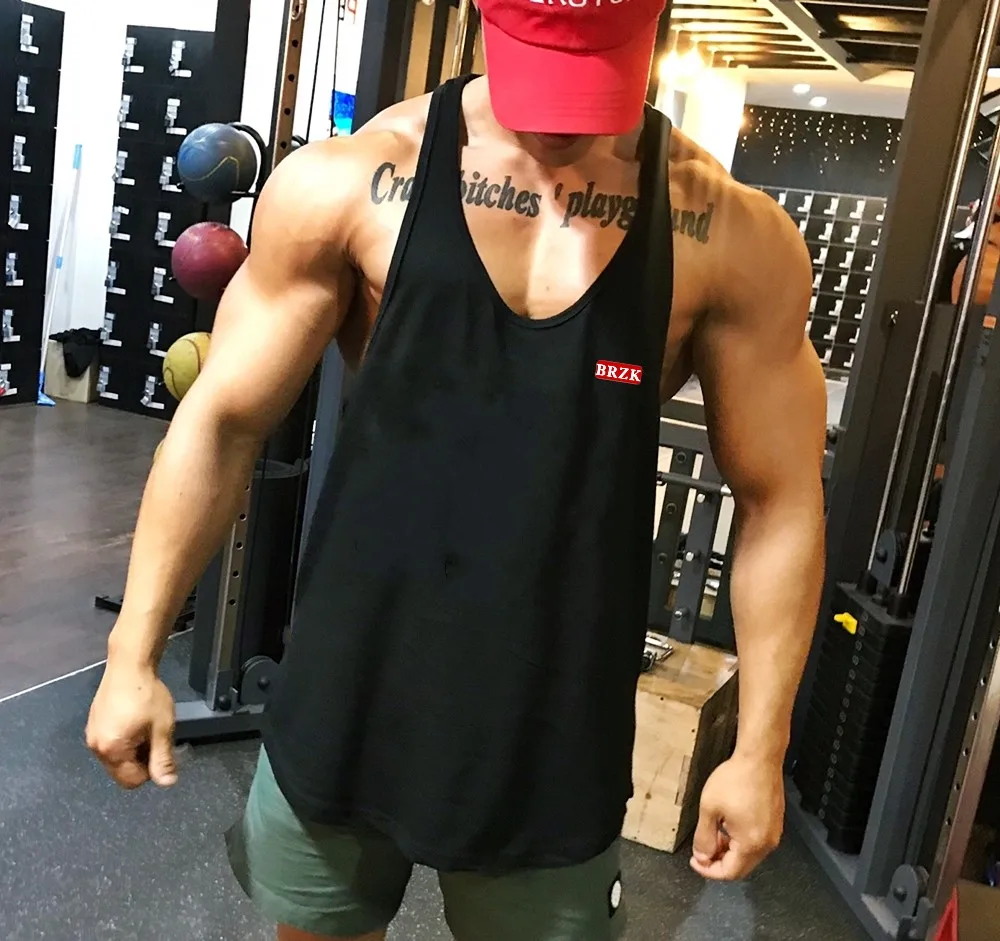 

Men's Vest Gyms Clothing Fitness Shirt Man Bodybuilding Stringers Tank Tops Workout Singlet Sleeveless Tee Wholesale